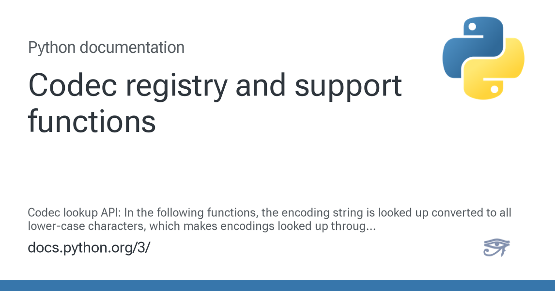 Codec registry and support functions — Python 3.12.13 documentation