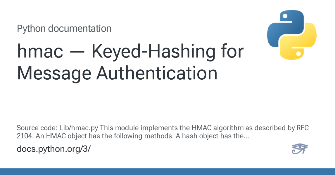hmac — Keyed-Hashing for Message Authentication — Python 3.12.13 ...