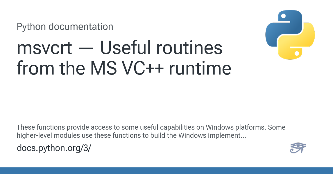 msvcrt — Useful routines from the MS VC++ runtime — Python 3.12.13 ...