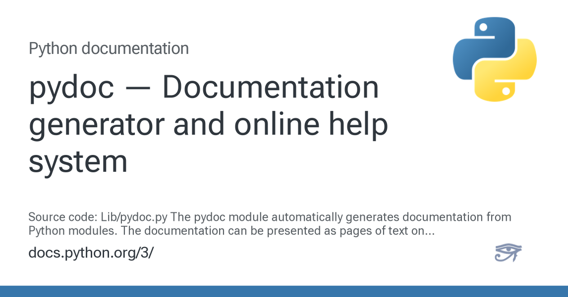 pydoc — Documentation generator and online help system — Python 3.12.13 ...
