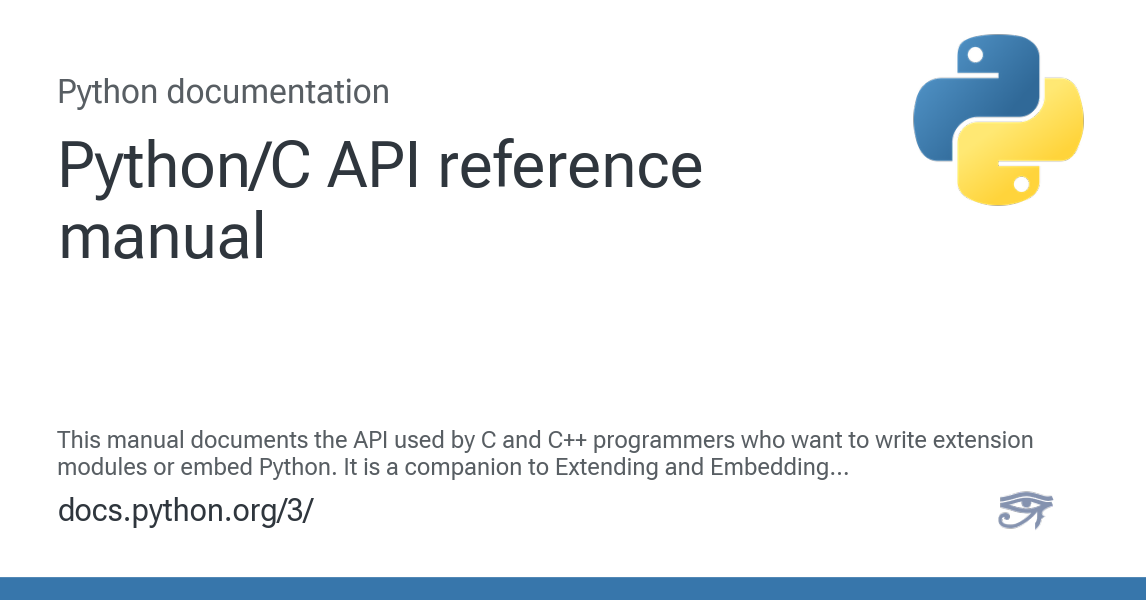 This manual documents the API used by C and C++ programmers who want to write extension modules or embed Python. It is a companion to Extending and Embedding the Python Interpreter, which describes...