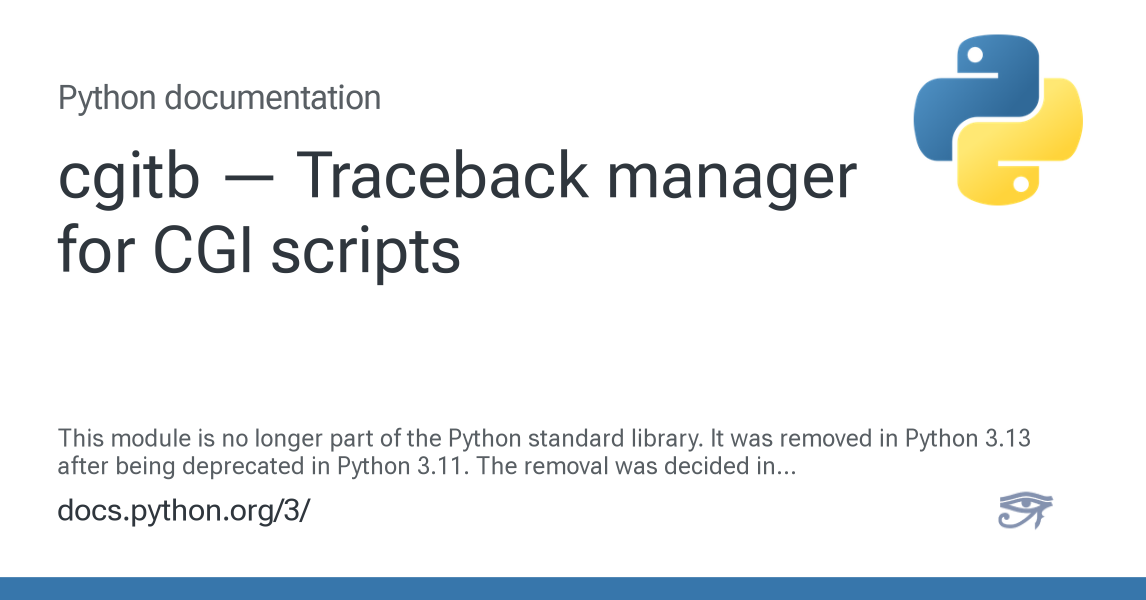 cgitb — Traceback manager for CGI scripts — Python 3.15.0b4 documentation