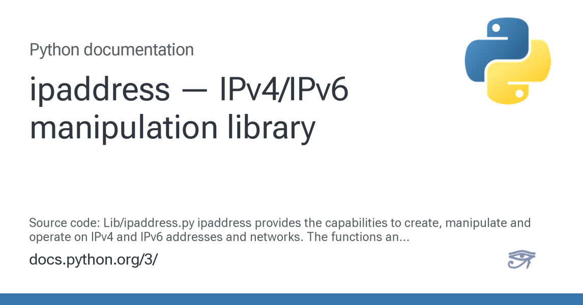ipaddress — IPv4/IPv6 manipulation library — Python 3.15.0a8 documentation