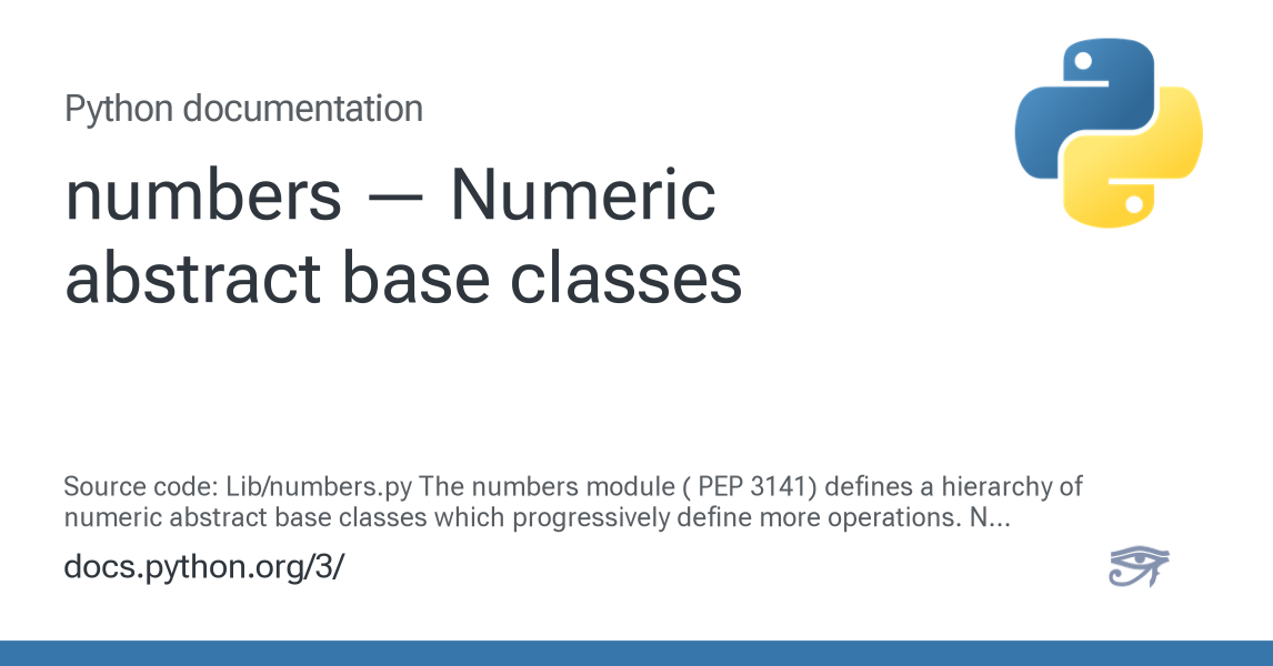 numbers — Numeric abstract base classes — Python 3.15.0b3 documentation