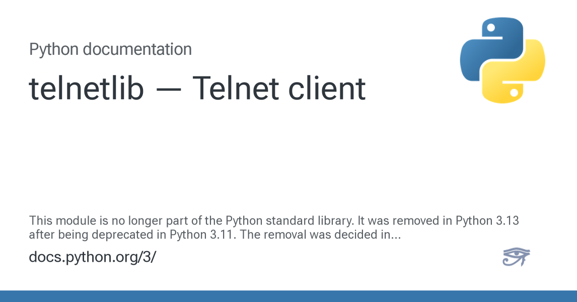 telnetlib — Telnet client — Python 3.15.0b2 documentation