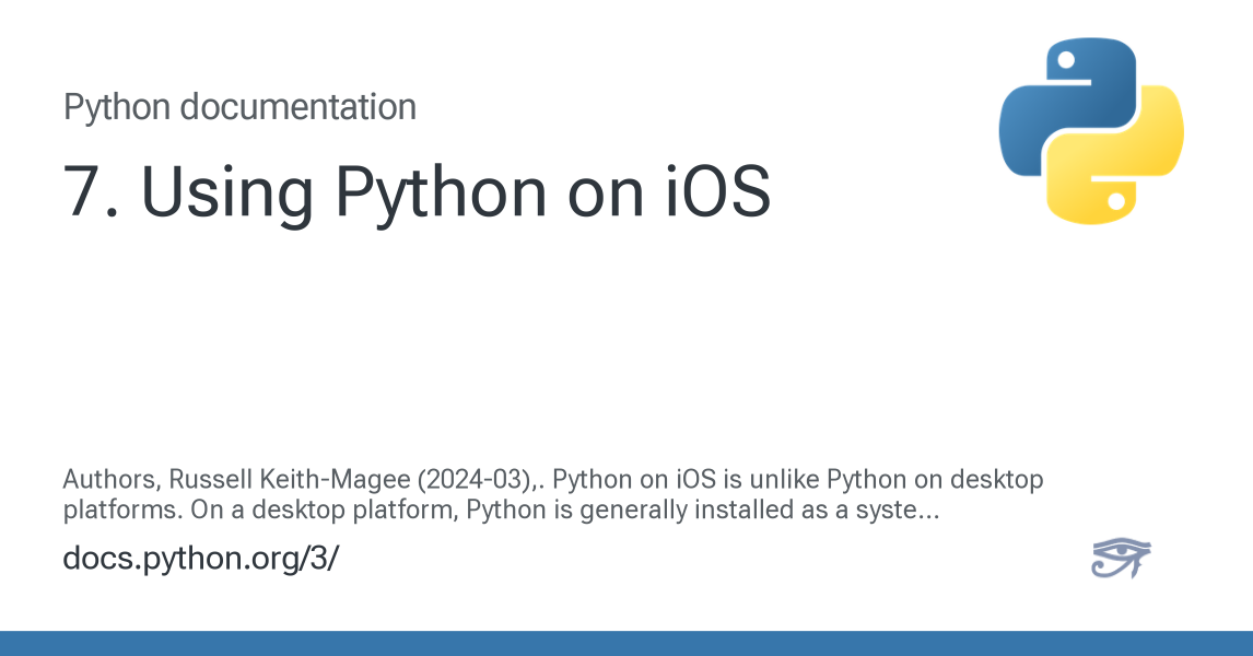 7. Using Python on iOS — Python 3.15.0b1 documentation