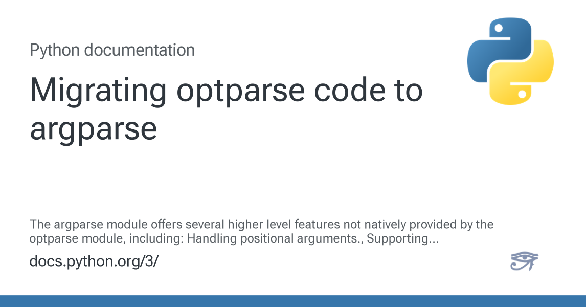 Migrating optparse code to argparse — Python 3.16.0a0 documentation