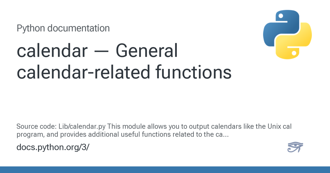 calendar — General calendar-related functions — Python 3.16.0a0 ...