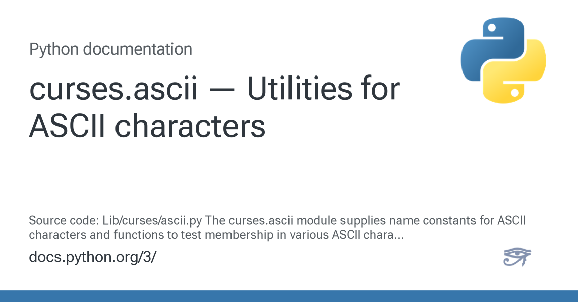 curses.ascii — Utilities for ASCII characters — Python 3.16.0a0 ...