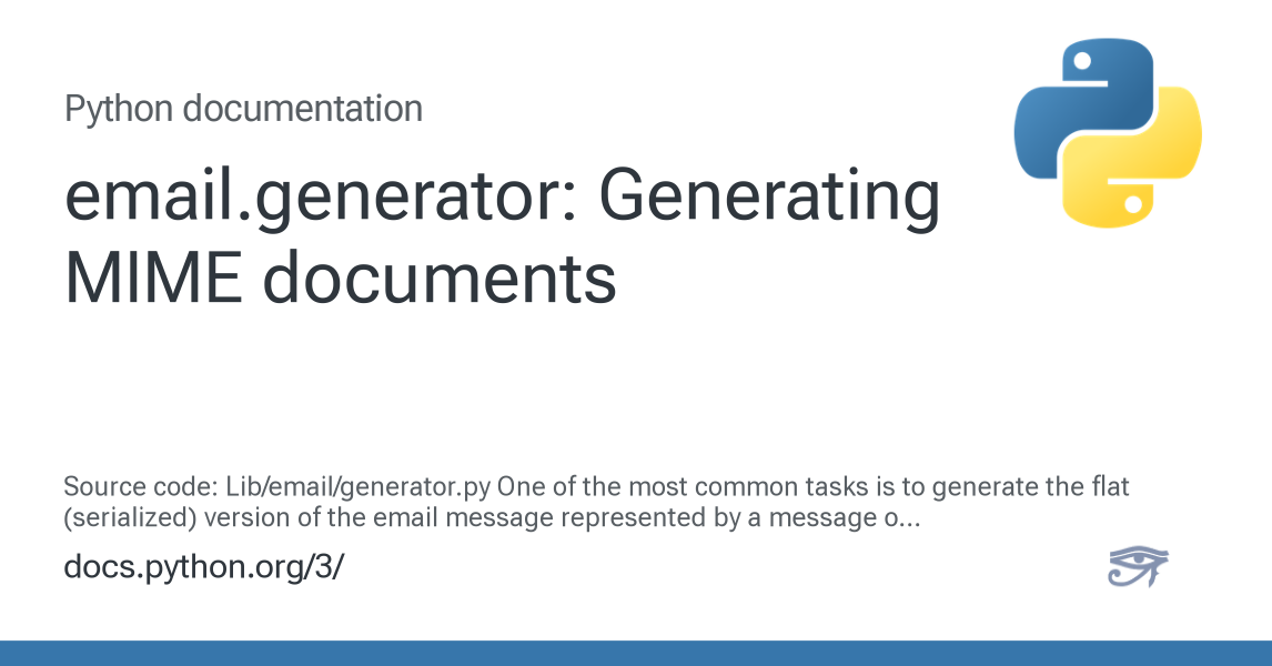 email.generator: Generating MIME documents — Python 3.16.0a0 documentation
