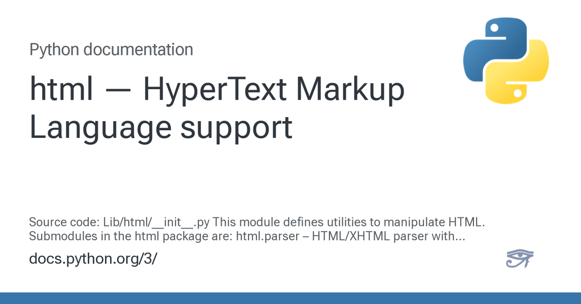html — HyperText Markup Language support — Python 3.16.0a0 documentation