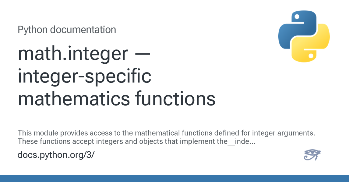 math.integer — integer-specific mathematics functions — Python 3.16.0a0 ...