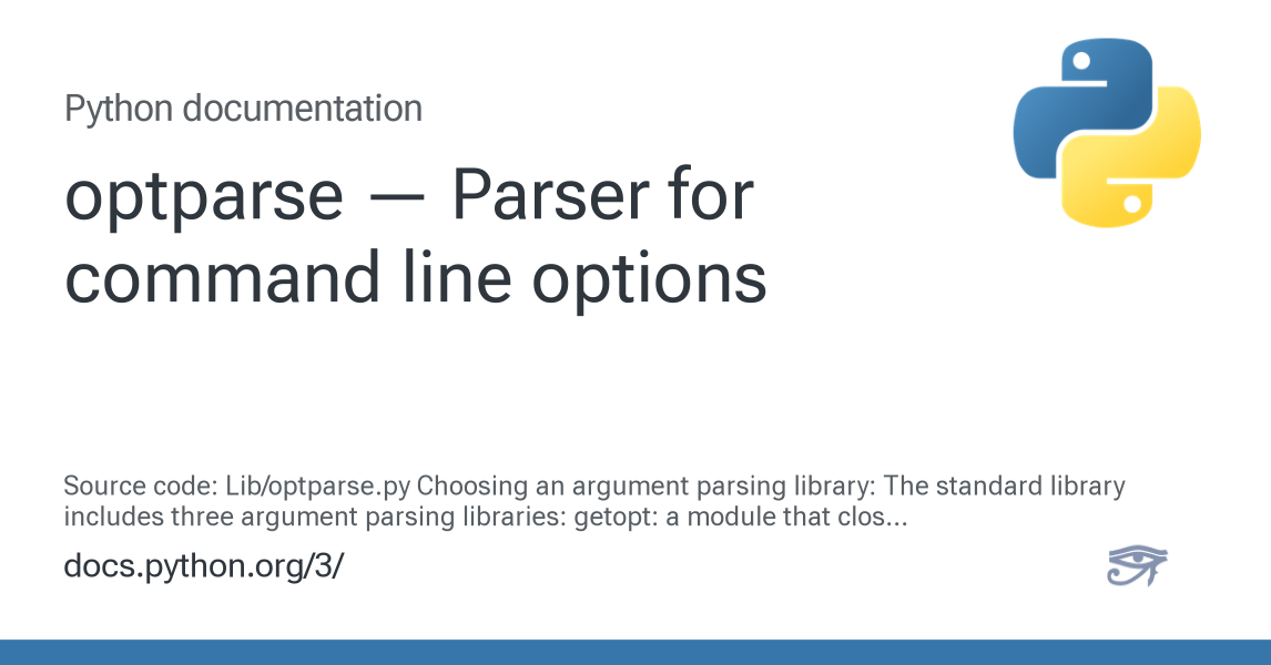 optparse — Parser for command line options — Python 3.16.0a0 documentation