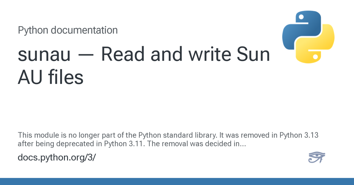 sunau — Read and write Sun AU files — Python 3.16.0a0 documentation