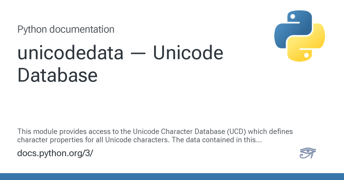 unicodedata — Unicode Database — Python 3.16.0a0 documentation