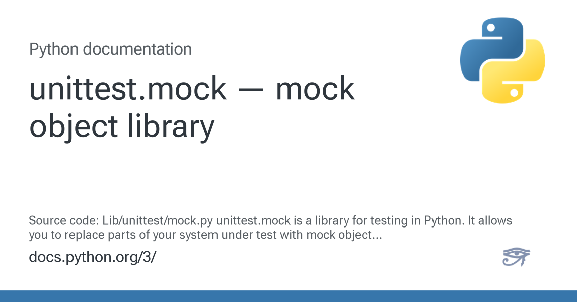 pytest mock how to mock in python code with c... unittest.mock — mock object library — Python 3.16.0a0 documentation